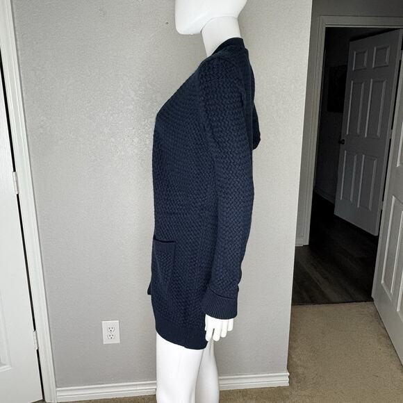 ABERCROMBIE & FITCH Women’s XS Textured Open Long Cardigan Sweater Navy Blue - Picture 3 of 7
